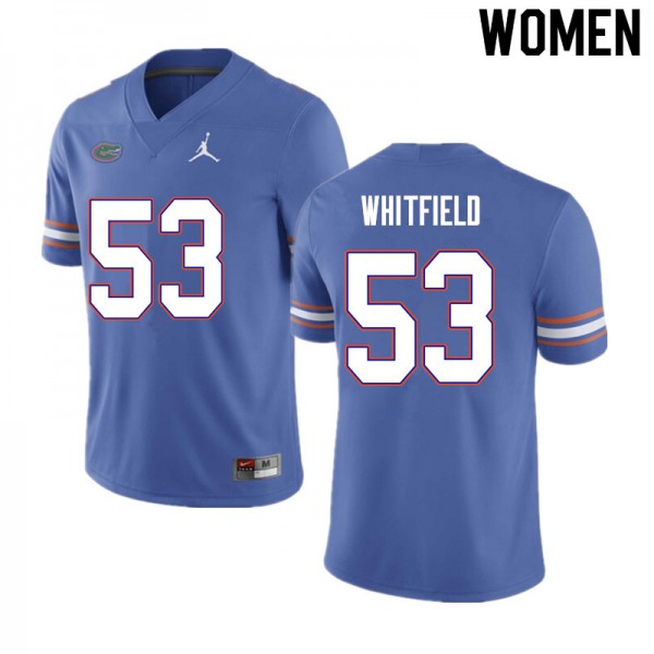 Women #53 Chase Whitfield Florida Gators College Football Jerseys Blue